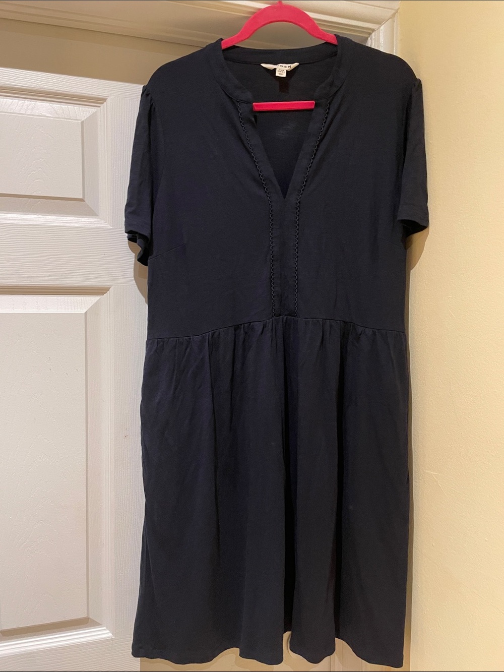 Boden Cotton Tencel Navy Short Sleeve Dress Essentials Breathable 16-18 R